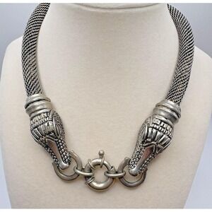 Vintage CABOT Snake Head Necklace ALL METAL 1998 Original Cobra Mesh Heavy READ